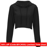 winter outfits men Solid Color Cropped Hooded Long Sleeve Sports Thin Sweater for Women