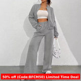 winter outfits men 2024 Autumn New Solid Color Loose Casual Sports Two-Piece Suit Women's Clothing Temu Hot Search