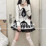 Dodobye Y2k Gothic Punk Black White Short Skirt Women Hot Chick Darkly Polka Dot Ruffle Cake Skirt Female Sweet Chic Lolita Lace Skirts