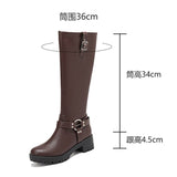 thanksgiving outfit Dodobye Wide Leg Women Knee Boots Round Toe 4.5cm Block Heels Platform Size 41 42 43 Fashion Daily Bota Black