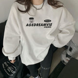 christmas outfit Dodobye Harajuku style casual versatile sweatshirt 2025 new letter plus velvet thickened loose round neck sweatshirt for women oversize