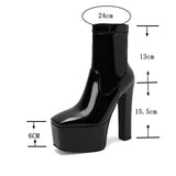 thanksgiving outfit Dodobye Ladies Mid Calf Boots Stretchy 13cm Toe High Heel 15.5cm Platform Hill 6cm Slip On Big Size 43 Party