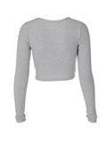 Dodobye-Solid Color Breasted Crop Long Sleeve Shirt