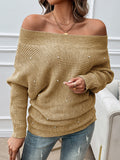 christmas outfit Dodobye Long Sleeves Loose Solid Color Split-Joint Off-The-Shoulder Pullovers Sweater Tops