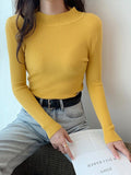 Black Friday Dodobye Knitted Solid Slim Turtleneck Women Casual Simple Elastic Thin Pullover Sweaters Lady Korean Autumn Chic Daily Basic Knitwear