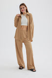 Dodobye Two Piece Solid Color Long Sleeve Shirt Long Pants Set