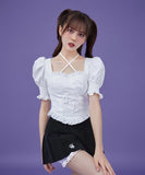 Dodobye Angel Girl Lace Up Corset Frill Blouse