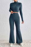 Dodobye Turtleneck Long Sleeve Bootcut Pants Knitted Set