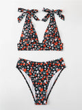 Dodobye Sexy printed strap buttoned floral bikini set