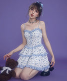 Dodobye Blue Girl Rose Tiered Dress