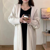 Black Friday Dodobye Casual Knitted Long Hooded Cardigan Women Korean Loose Solid Single-Breasted Sweaters Female Autumn Chic Elegant Daily Outwear