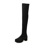 thanksgiving outfit Dodobye Women  Thigh Boots Round Toe Block Heel 5cm Platform 46 47 48 Sexy Party Female Stretch Booties