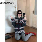 Dodobye Sweet Hot Girl Retro Suit Women's Autumn Fair Isle Pattern Knitted Cardigan High-waisted Skirt Fashion Two-piece Sets