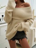 christmas outfit Dodobye Flared Sleeves Long Sleeves Solid Color Off-The-Shoulder Sweater Tops