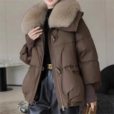 Dodobye 2025 Winter Women's Warm Coat New Thicken Fur collar Jacket Short Down cotton Loose Outwear Solid Casual Female Parkas Coats