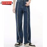 Dodobye Men'S Autumn New Product, Fringed Fashionable Loose Jeans Design, Sexy And Explosive Street Straight Leg Wide Leg M7-Bn-K8821