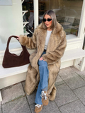 christmas outfit Dodobye Fashion Oversized Lapel Collar Faux Fur Long Coat For Women Chic Long Sleeve Thick Warm Fluffy Jacket 2025 Lady High Streetwear