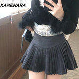 Dodobye Japanese Harajuku Spring V-neck Long Sleeve Cardigan Bow Inner Strap High Waist Slimming Short Skirt Y2k 3 Piece Sets