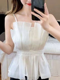 Dodobye Elegant Sweet Corset Office Lady Casual Sleeveless Blouse Women Evening Party Sexy Y2k Crop Top Korean Fashion Summer 2025