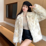 thanksgiving outfit Dodobye 2024 Winter New Fox Fur Jacket Women's Cropped High-End Youth Style Faux Fur Age-Reduction Explosion Top Real Leather Coat