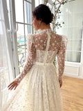 Dodobye Customized Appliques Mesh Sleeves Tiered Ruffle A-line Wedding Dress Floor-Length vestidos de noche Cut-out Party  Dress-(PRE-ORDER)