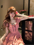 Dodobye Summer Sweet Spicy Girl Princess Dress Woman French Elegant Floral Y2k Mini Dress Party Cute One Piece Dress Korean Fashion 2025