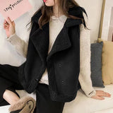 thanksgiving outfit Dodobye Autumn/Winter Loose-Fit Lamb Wool Vest Women's No-Sleeve Shoulder Vest Chamois Leather Fleece Jacket Cozy Comfortable Chinese St