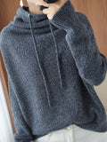 christmas outfit Dodobye Casual Loose 3 Colors Hooded Long Sleeves Sweater Top