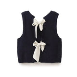 thanksgiving outfit Dodobye New Fashion Women Fall Knit Waistcoat Bow Tie Back Sweater Vest Slim Fit Tank Tops Streetwear Hot Sale S M L