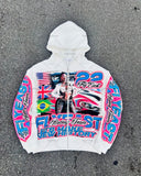 thanksgiving outfit Dodobye New Y2K Harajuku Retro Street Racing Print Zipper Hoodie Hip-hop Punk Casual Oversized Sweatshirt Men Punk Trend Brand Jacket