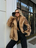 christmas outfit Dodobye Fashion Winter Warm Women's Faux Fur Fluffy Jackets Luxury Lapel Collar Long Sleeve Furry Thick Coat 2025 Chic Female Streetwear