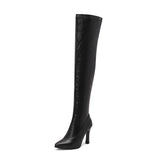 thanksgiving outfit Dodobye Sexy Thigh Boots 57cm Pointed Toe Thin Heels Ultrahigh 10cm 49 50 Fashion Party Shoes Stretch Bota