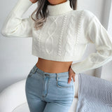 Dodobye Autumn Winter 2024 Crop Top Women Turtleneck Sweater Long Sleeve Casual Knitted Sweater