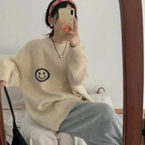 christmas outfit Dodobye Smiley face jacquard pullover sweater coat Korean style loose round neck long sleeve knitted bottoming shirt casual y2k tops