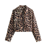 thanksgiving outfit Dodobye 2024 Spring Summer Casual LEOPARD Women Jackets Fashion Vintage Turn-down Collar Zipper Streetwear Ladies Jackets