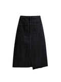 Dodobye Woman Fashion Loose Sexy Lrregular Denim Skirt Women 2025 Long Jean Skirt High Waist Pencil Skirt Ladies Black Casual Elegant