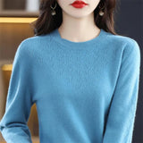 Dodobye 2025 High Quality Winter Women Sweater Merino Wool Knitted Solid Color Basic Sweater O-neck Long Sleeve Pullover Soft Jumper Top