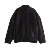 Black Friday Dodobye 2024 Women Fashion With Pockets Oversized Bomber Jacket Coat Vintage Long Sleeve Snap Button Female