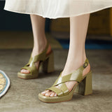 Dodobye Laflora Open Toe Block Heels Platforms Sandals