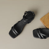 Dodobye Ladivina Open Toe Block Heels Flats Sandals