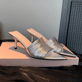 Dodobye Lasha Pointy Toe Stiletto Slides Sandals