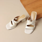 Dodobye Lea Marie Open Toe Block Heels Slides Sandals