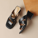 Dodobye Lea Marie Open Toe Block Heels Slides Sandals