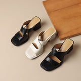 Dodobye Lea Marie Open Toe Block Heels Slides Sandals