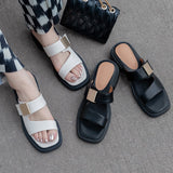 Dodobye Loryn Open Toe Block Heels Slides Sandals