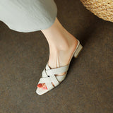 Dodobye Makenzie Peep Toe Block Heels Slides Sandals