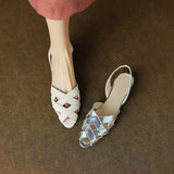 Dodobye Lakyn Peep Toe Block Heels Flats Sandals