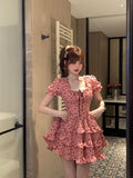 Dodobye Summer Sweet Spicy Girl Princess Dress Woman French Elegant Floral Y2k Mini Dress Party Cute One Piece Dress Korean Fashion 2025