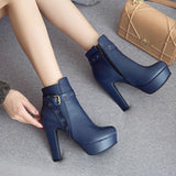 thanksgiving outfit Dodobye 2024 Boots Autumn Ankle Shoes Women High Heel Female PU Leather 34-50 F1480