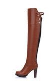 thanksgiving outfit Dodobye Over-Knee High Boots Round Toe Block Heel TPU Outsole Charm Size 33-45 Mature Red S2675